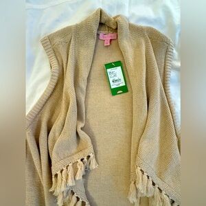 Lilly Pulitzer Gold Metallic Fringe Abbott sweater vest size small, NWT